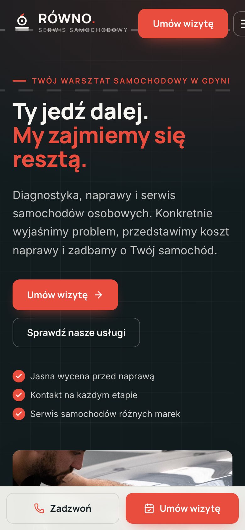 Strona demo (wersja mobilna) — RÓWNO. Serwis auto